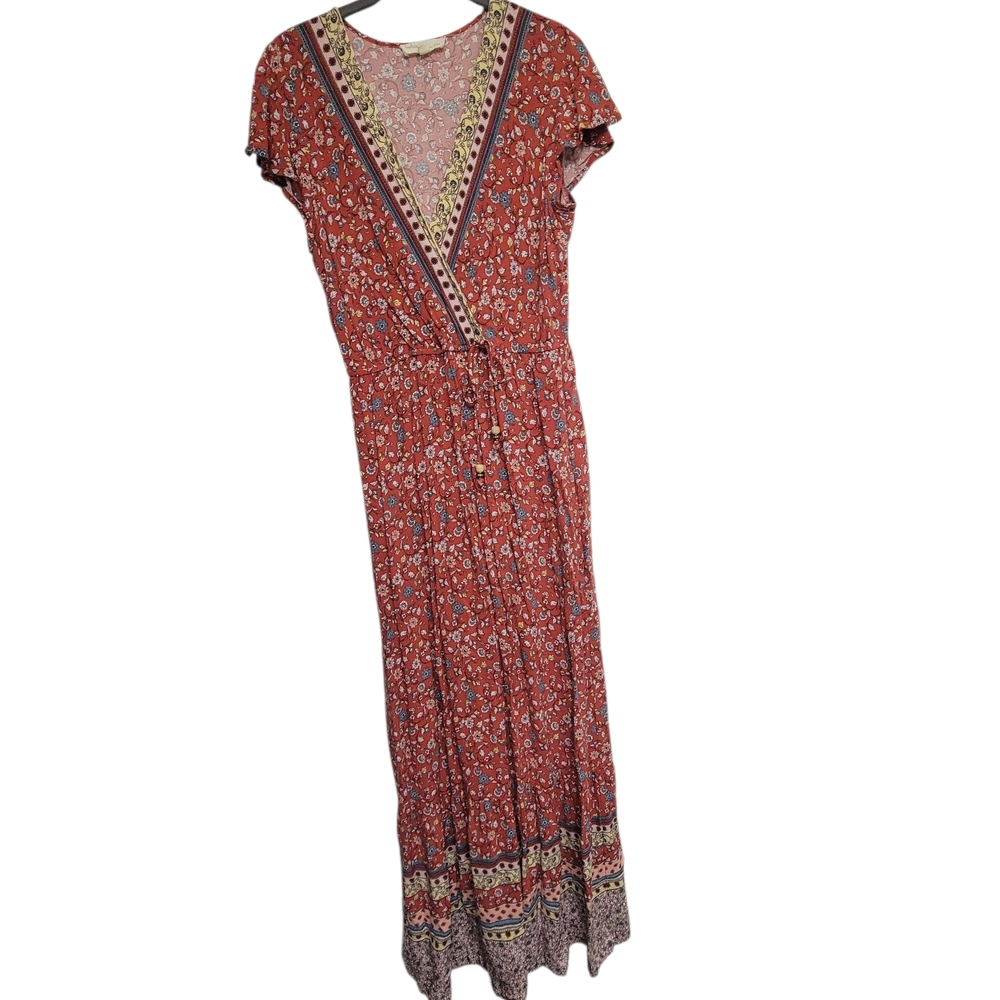 Bohemian Floral Maxi Dress in Red
